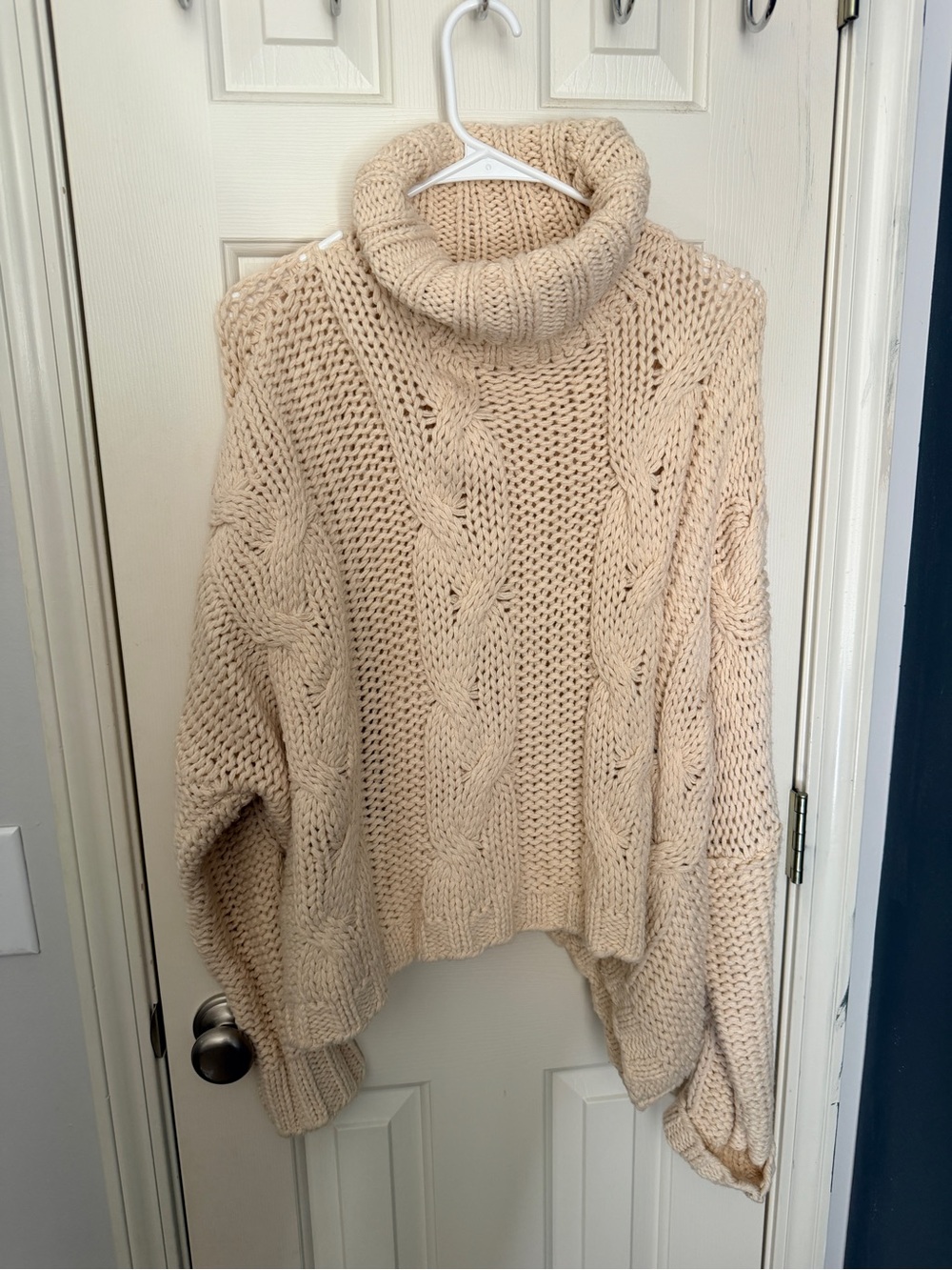 FAVLUX Cream Cable Knit Turtleneck Sweater